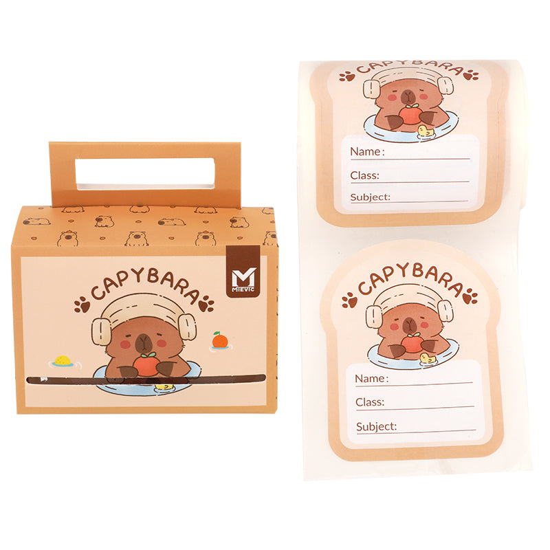 Rouleau d’étiquettes autocollantes pour prénom 100 pièces Set - rose Capybara
