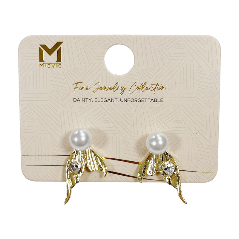 Boucles d’oreilles élégant dorées coquillage perle pendantes - 2 pièces