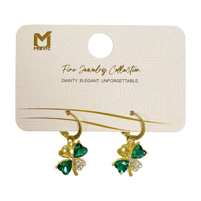 Boucles d’oreilles chic vertes four feuille pendantes - 2 pièces