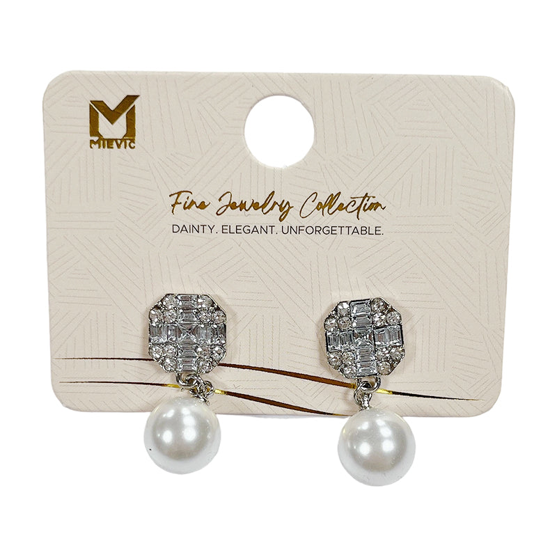 Boucles d’oreilles élégant argentées perle puces - 2 pièces