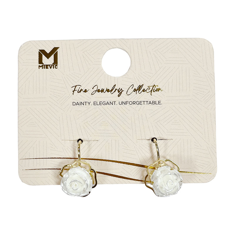 Boucles d’oreilles romantique dorées perle fleur pendantes - 2 pièces