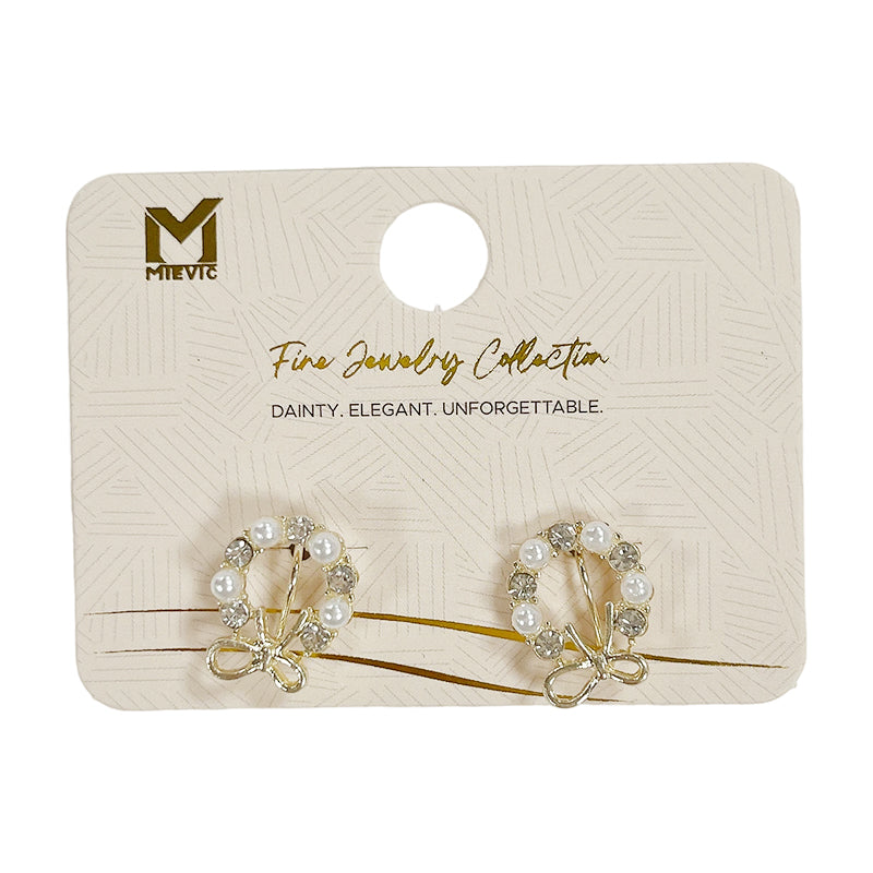 Boucles d’oreilles chic argentées nœud perle puces - 2 pièces