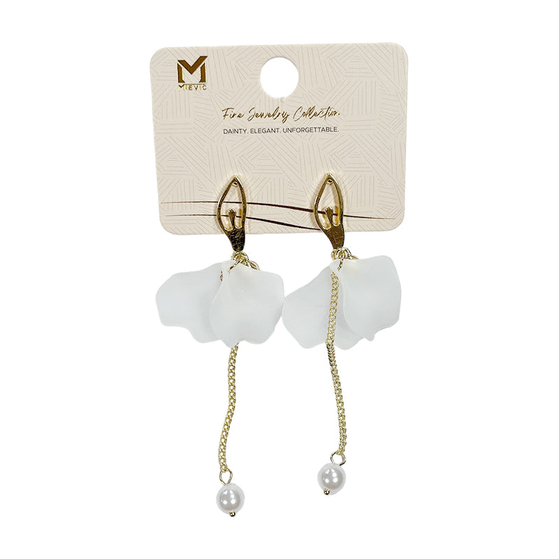 Boucles d’oreilles élégant dorées long chaîne Balerina perle - 2 pièces