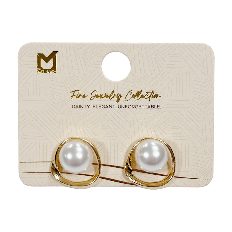 Boucles d’oreilles chic dorées perle circle puces - 2 pièces