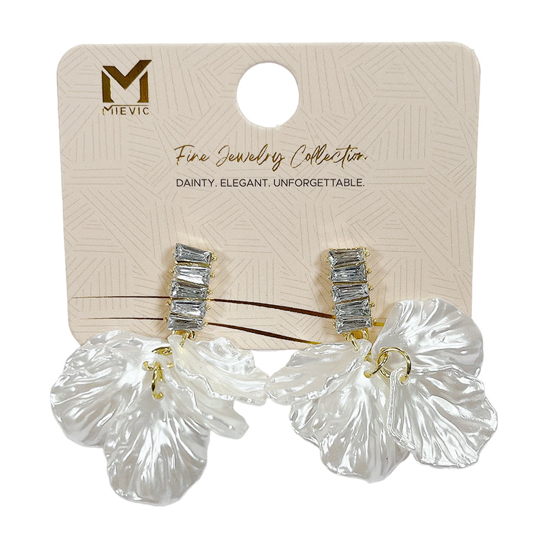 Boucles d’oreilles scintillant argentées strass fleur pendantes - 2 pièces