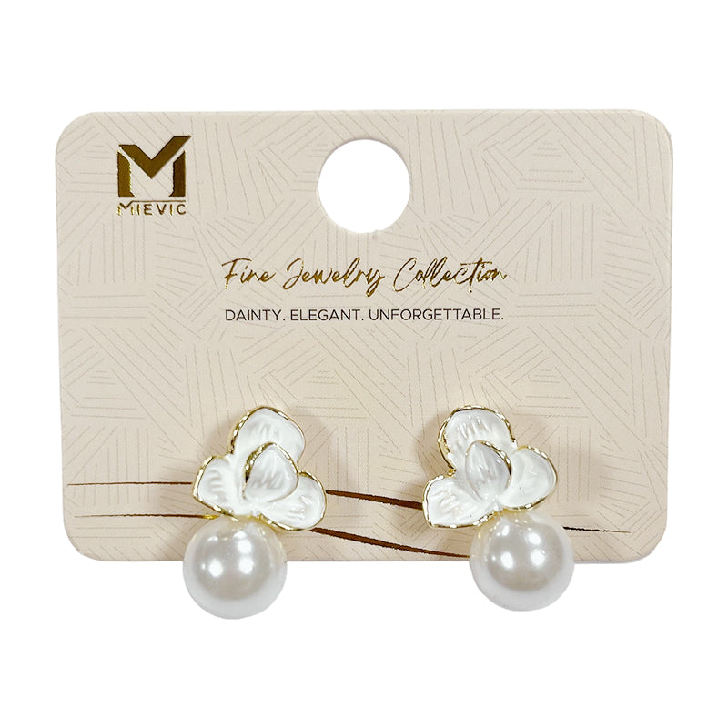 Boucles d’oreilles élégant argentées coquillage perle pendantes - 2 pièces