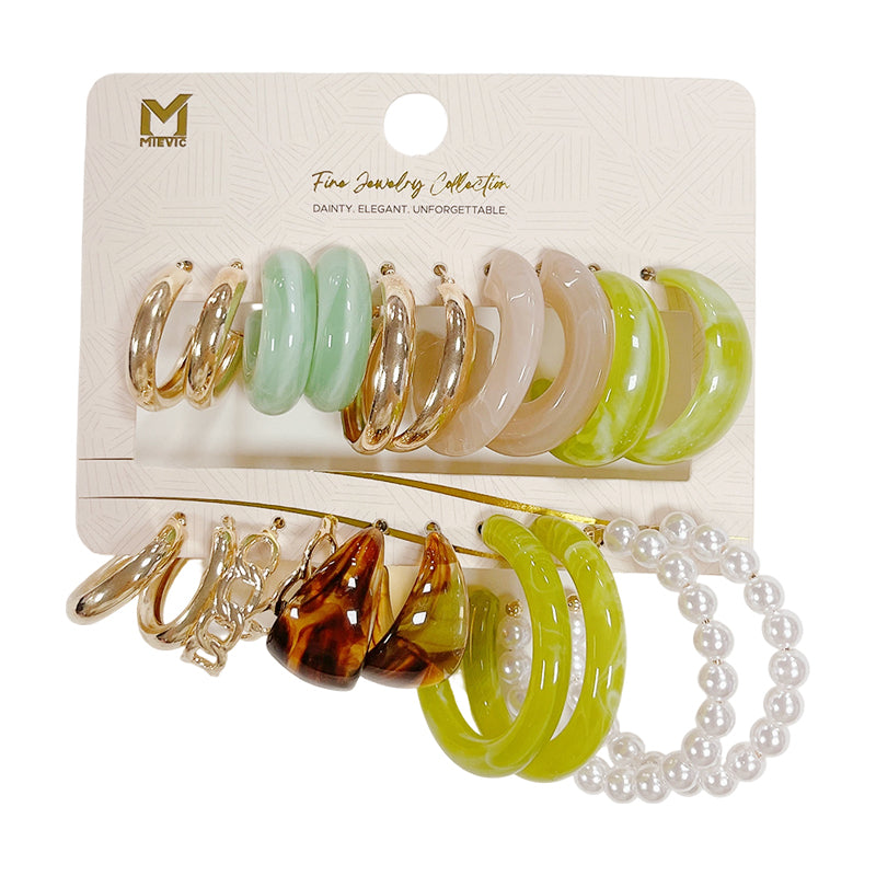 Coloré acrylique créoles boucle d’oreille set 10 paires