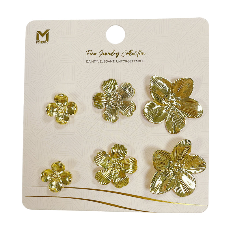 Délicat doré fleur puces boucle d’oreille set 3 paires