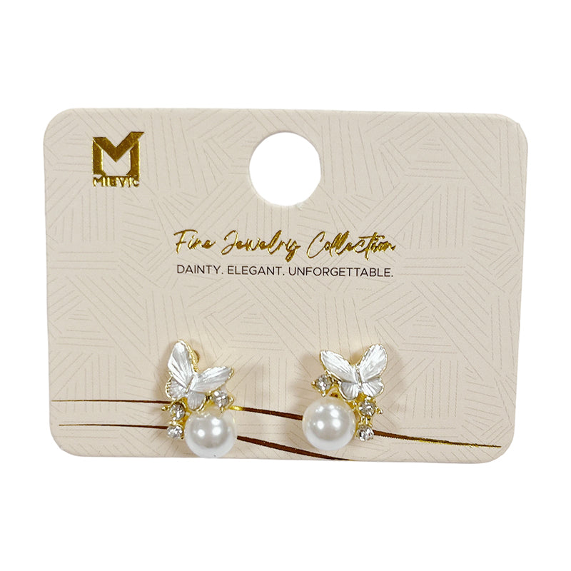 Boucles d’oreilles élégant argentées fleur perle puces - 2 pièces