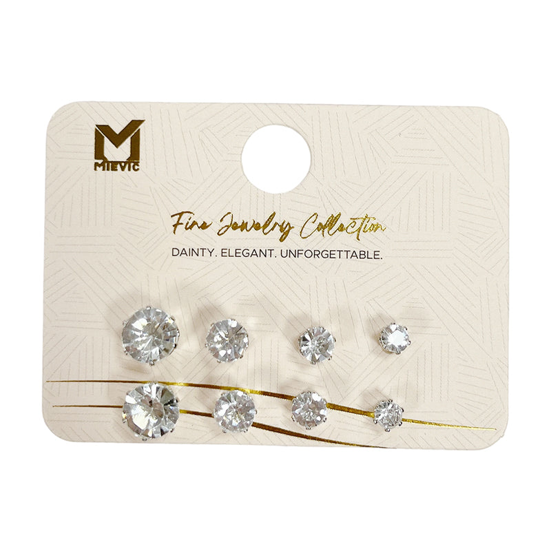 Scintillant argenté strass boucle d’oreille set 4 paires