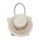 Ensemble Chapeau et Sac de Plage en Paille Marron Clair