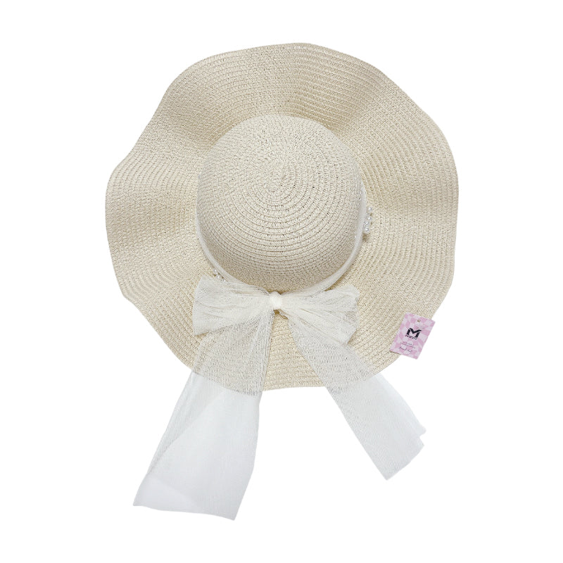 Paille wavy Plage Beige Ribon hat MSHB005 SUM26