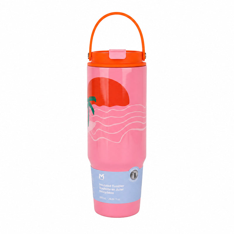 Bouteille Isotherme en Inox - Coucher de Soleil Palmier Rose