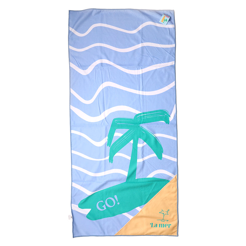 Serviette de Plage - Motif Vague Bleu Océan