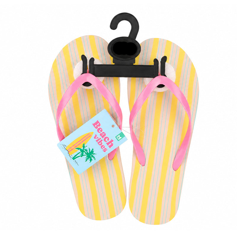 Tongs Motif Rayures Jaunes