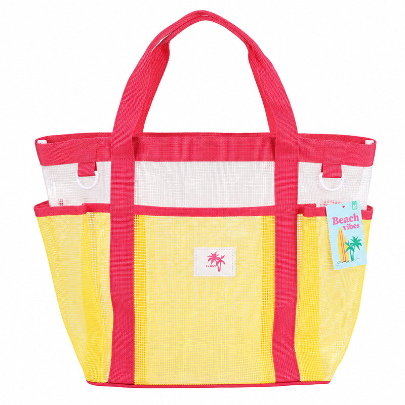 Grand Sac Cabas de Plage - Rayures Jaunes