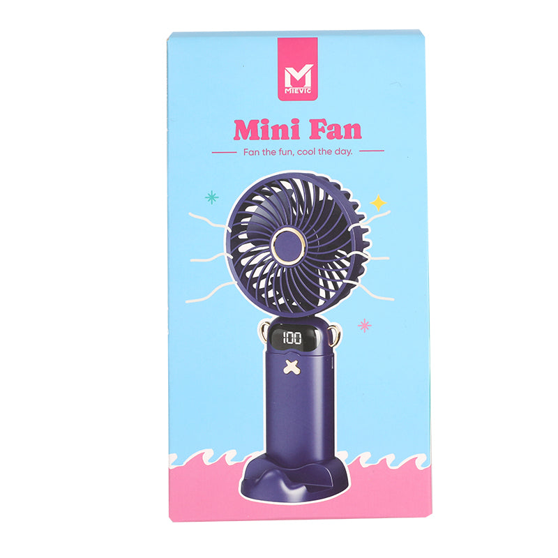 Mini Ventilateur à Main avec Écran LED - Bleu Marine