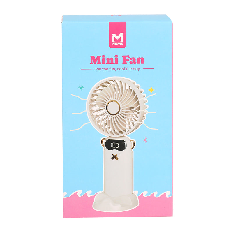Mini Ventilateur à Main avec Écran LED - Beige
