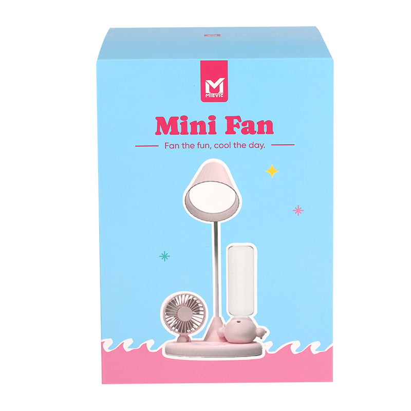 3-en-1 Lampe Mini Ventilateur Humidificateur - Rose