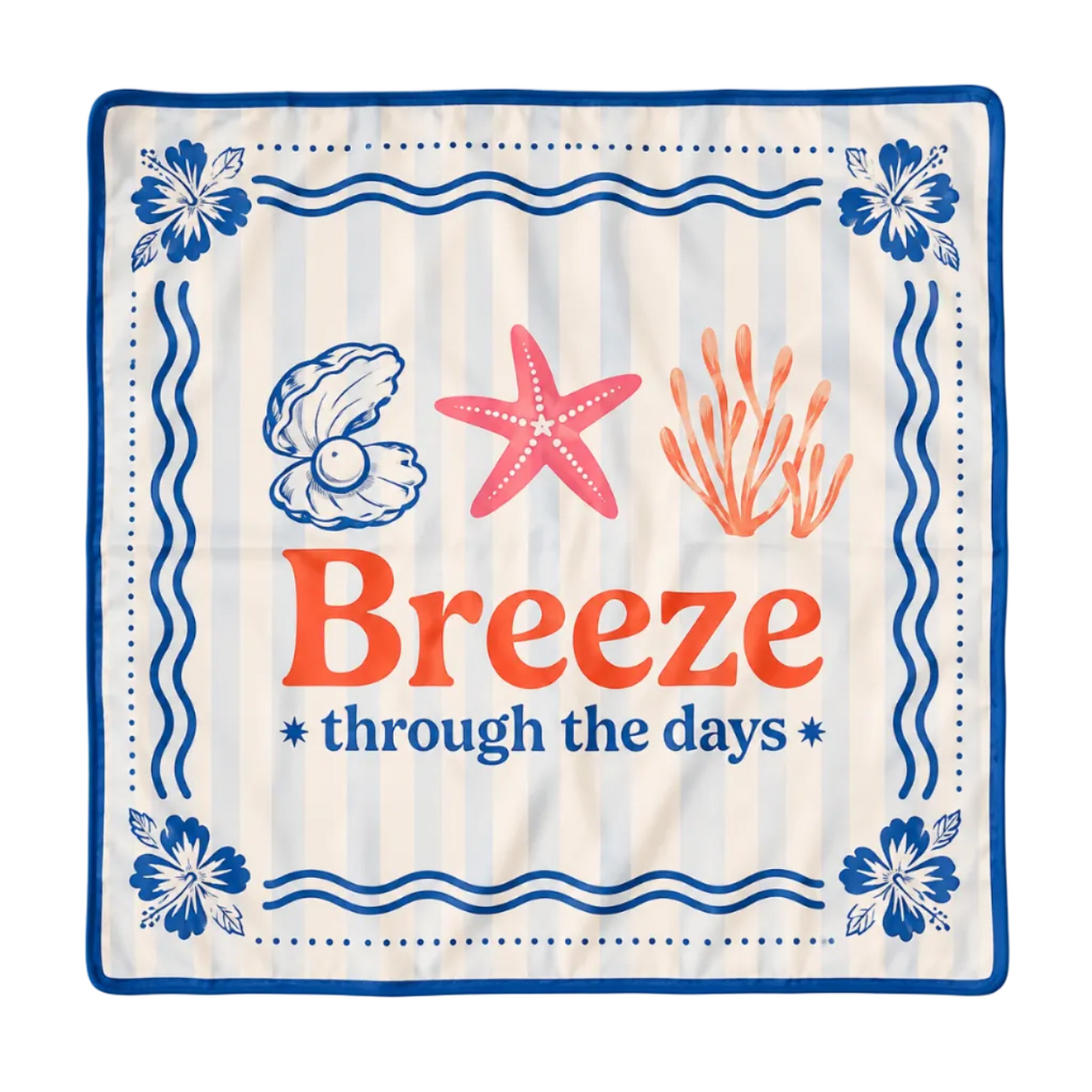 Tapis de Plage Pliable - Motif Étoile de Mer Bleu