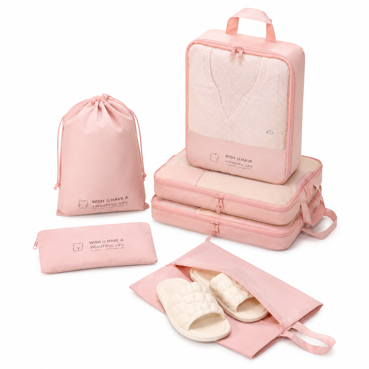 Ensemble de 6 Sacs de Compression Rose