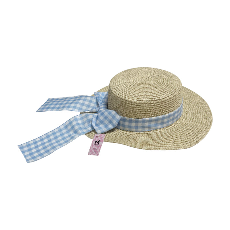 Plage en Paille Vintage Light blue ribbon hat MSHB009 SUM26
