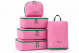 Set 5 Organiseurs de Valise Compression Fuchsia & Vert
