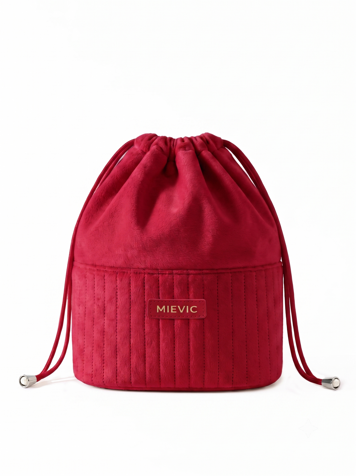 Burgundy Ribbed Drawstring Velvet Cosmetic Pouch RH2504w SUM26