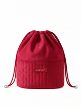 Burgundy Ribbed Drawstring Velvet Cosmetic Pouch RH2504w SUM26