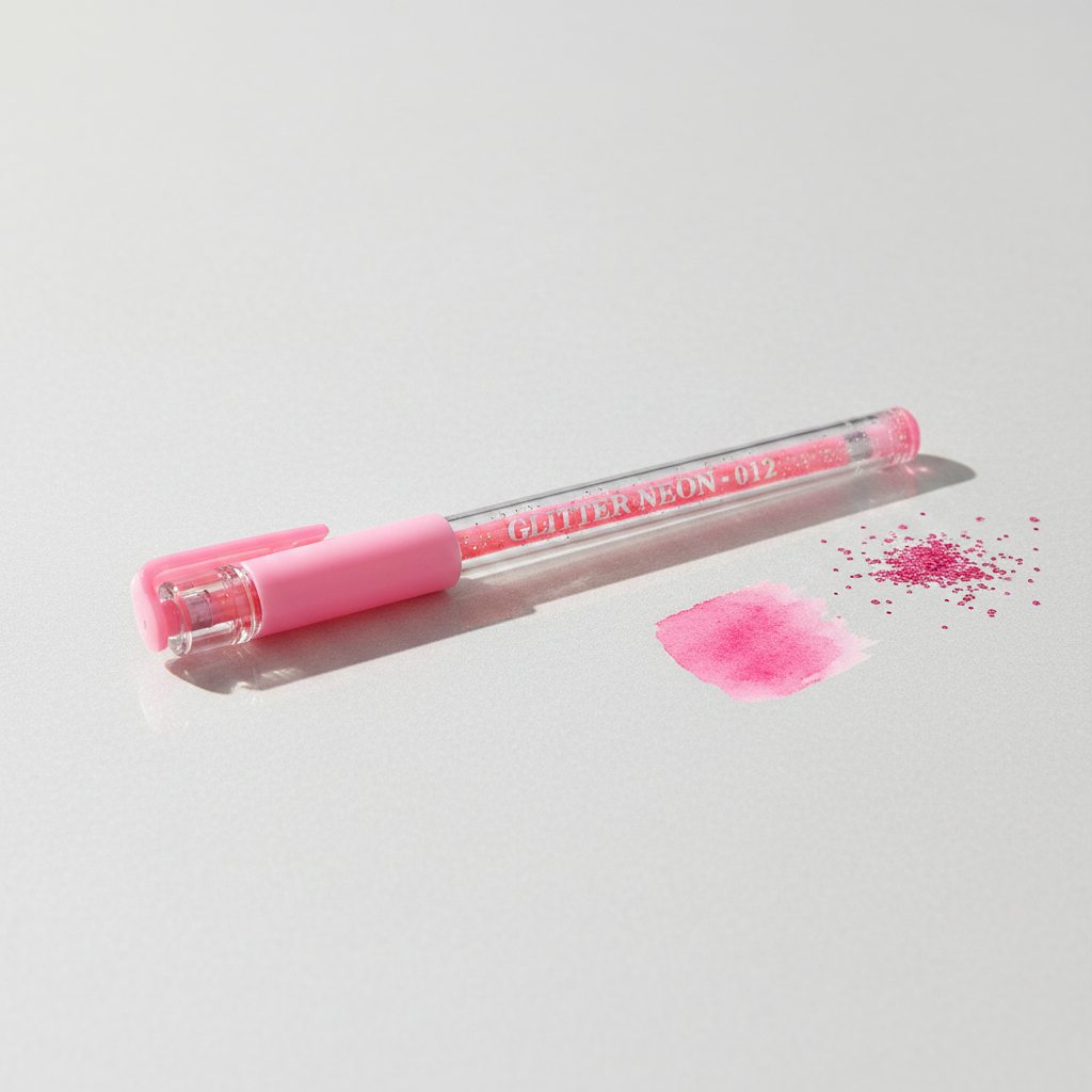 Stylo Gel Glitter Neon Rose