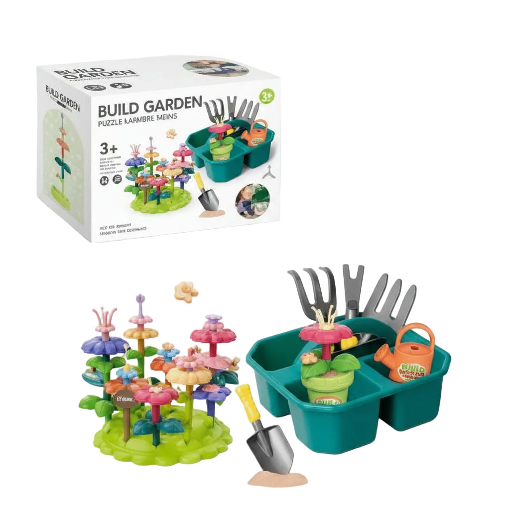 Ensemble Outils de Jardin et Composition Florale en Blocs de Construction 54 Pièces