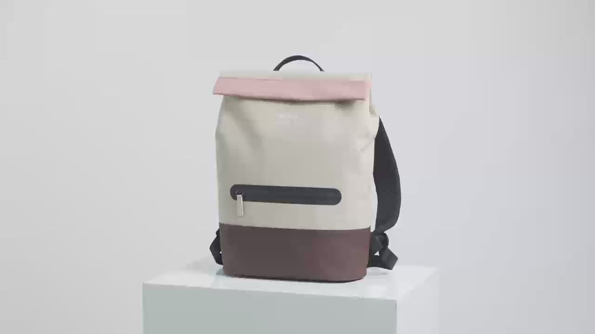 Sac à Dos pour Ordinateur en Similicuir PU Rose – Roll Top