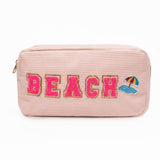 Pink Beach Embroidery Cosmetic Pouch WM2628 SUM26