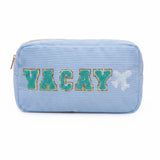 Blue Vacay Embroidery Cosmetic Pouch WM2628 SUM26