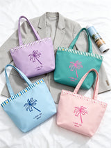 Green Palm Stripe Canvas Tote Bag WM2611 SUM26