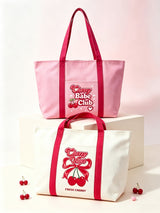 Cherry Love Bow Canvas Tote Bag ALI205 SUM26