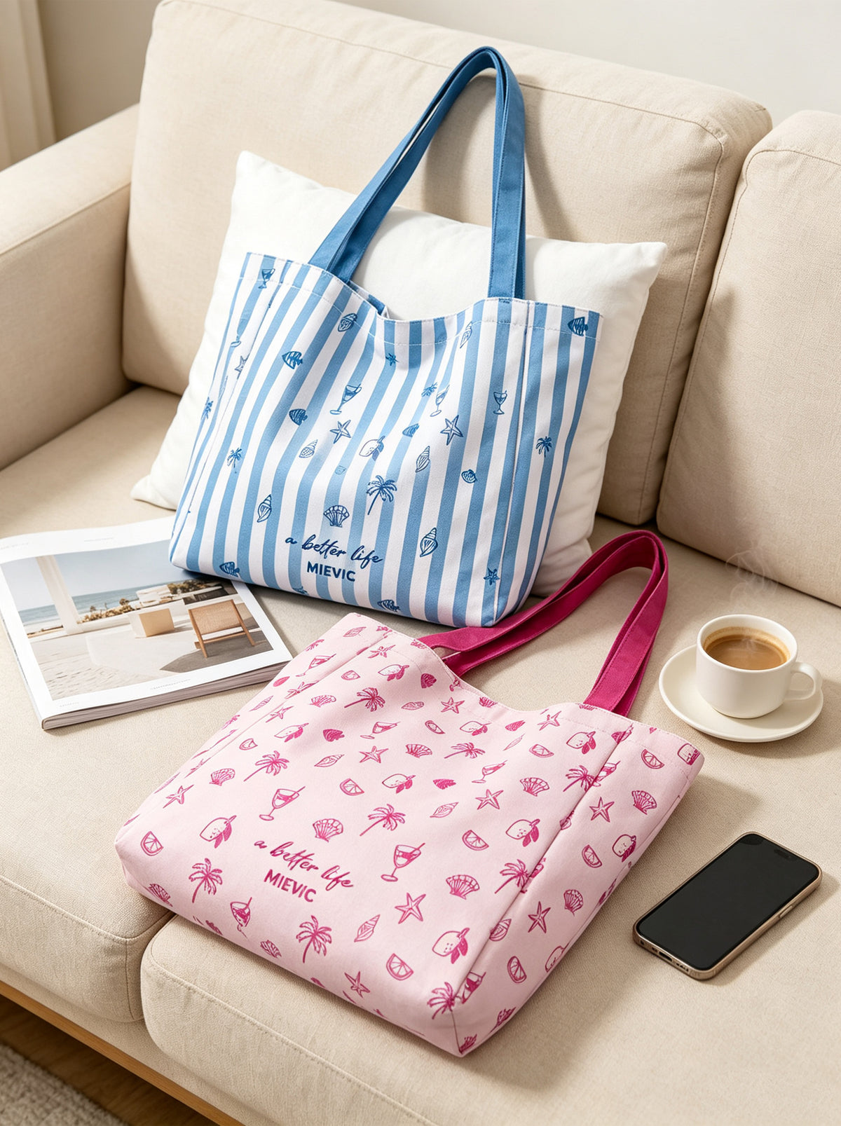 Pink Shell Canvas Tote Bag WM2610 SUM26