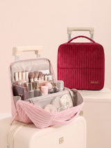 Burgundy Ribbed Vanity  Velvet Cosmetic Bag RH2506w SUM26
