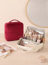 Burgundy Ribbed Vanity  Velvet Cosmetic Bag RH2506w SUM26