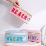Blue Vacay Embroidery Box Cosmetic Bag WM2629 SUM26