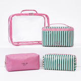 Set 4 Trousses de Toilette Rayures Vertes