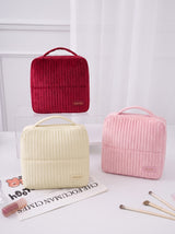 Cream Ribbed Vanity  Velvet Cosmetic Bag RH2506w SUM26